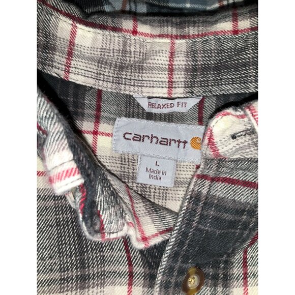 Carhartt Mens Relaxed Fit Plaid Flannel Shirt Size L Red/Black/White - Picture 4 of 4